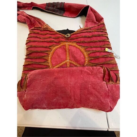 All That Jazz hobo boho peace red crossbody bag - Picture 10 of 10